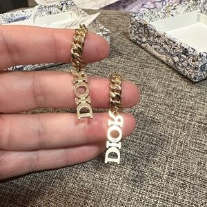 Dior Gold Lettering Earrings